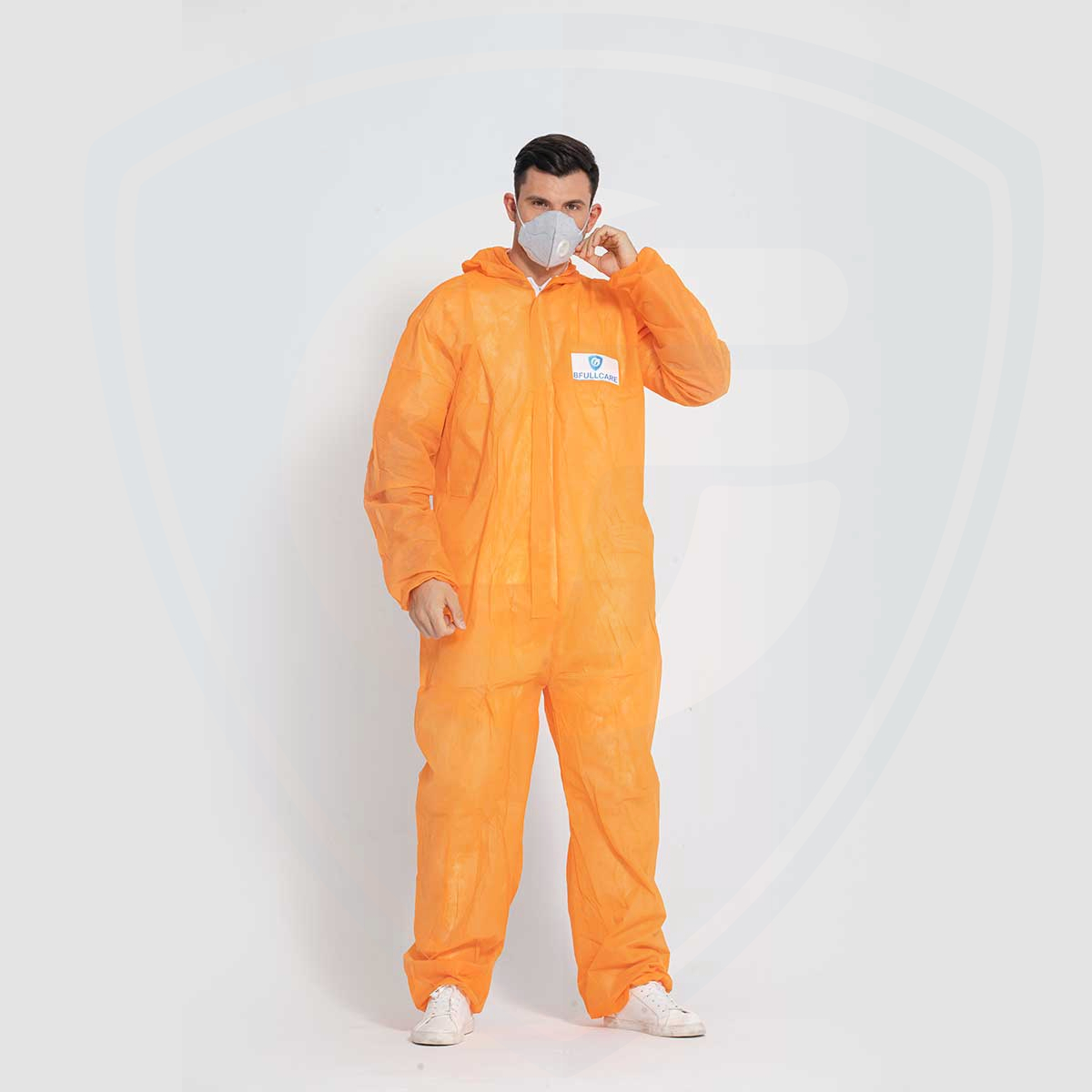 FC1050 Tuta monouso in PP arancione protezione contro la polvere liquida leggera